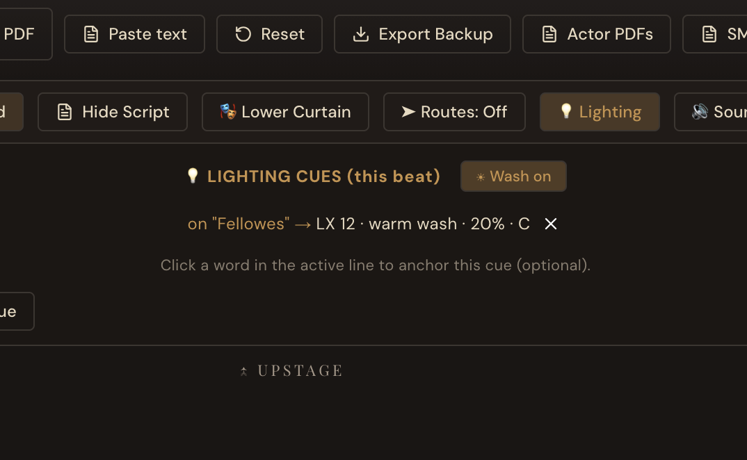 Cue anchored to a word, surviving export